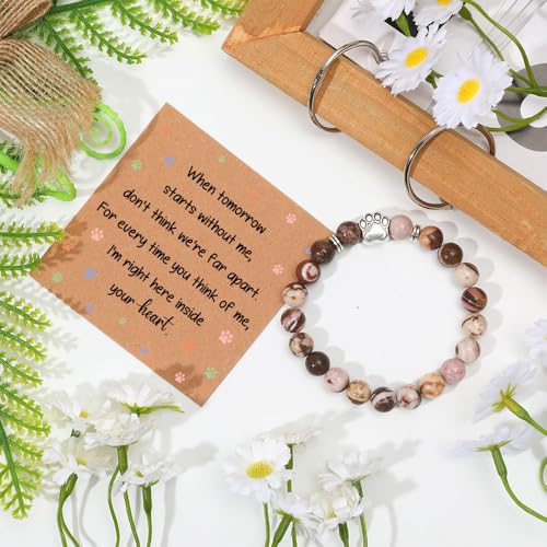 Aelciyue Pet Memorial Mothers Day Birthday Xmas Valentines Day Gifts for Loss Of Cats Dogs Mom Dad Paw Print Gifts Bracelets - style: Brown Paw Print