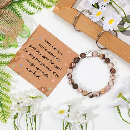 Aelciyue Pet Memorial Mothers Day Birthday Xmas Valentines Day Gifts for Loss Of Cats Dogs Mom Dad Paw Print Gifts Bracelets - style: Brown Paw Print