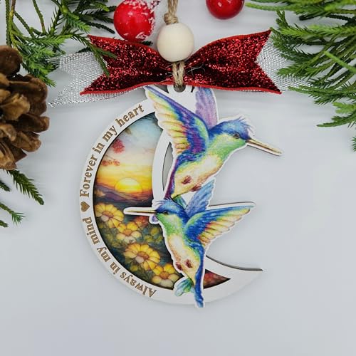 Memorial Christmas Ornament, Always in My Mind Hummingbird Suncatcher Ornaments, Bereavement Christmas Ornament Wooden - Acrylic, Sympathy Gifts for Loss of Loved One, in Loving Memorial Gifts (HL02) - style: HL02