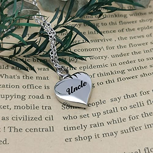 Guardian Angel Wings Cremation Jewelry for Ashes Heart Crystal Urn Necklaces for Ashes Memorial Keepsake Necklace Always on Mind Forever in My Heart - style: Uncle