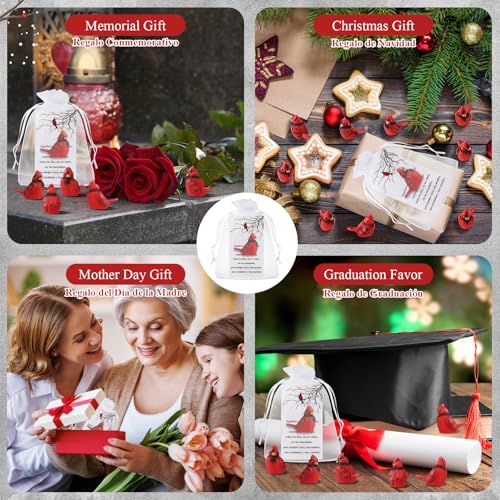 VioraWhite Cardinal Memorial Gift Resin Red Bird Cardinal Figurines Funeral Favor Memorial Gift Remembrance Poem Card for Family Friend Guest Garden Craft Cake Topper Decor(Spanish) - style: Spanish