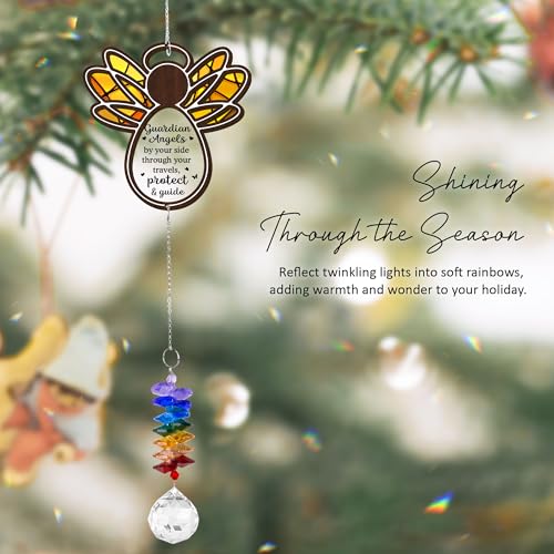 2 Layered Ornament Suncatcher - Guardian Angel Ornament - Unique Keepsake - Sympathy Presents - Rainbow Remembrance - Mother's Day Father's Day Birthday Gifts for Women, Men - color: Guardian Angel