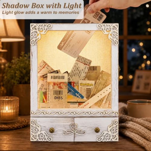 11x16 Wedding Shadow Box Frame with Shelves, White - color: Classic White