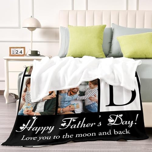 D-Story Custom Blanket Fathers Day Personalized Gifts for Dad Customized Blankets and Throws with Photos Text Fleece Picture Blanket Birthday Gifts from Daughter Son Wife Dad 01 - color: Dad 01