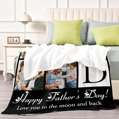 D-Story Custom Blanket Fathers Day Personalized Gifts for Dad Customized Blankets and Throws with Photos Text Fleece Picture Blanket Birthday Gifts from Daughter Son Wife Dad 01 - color: Dad 01