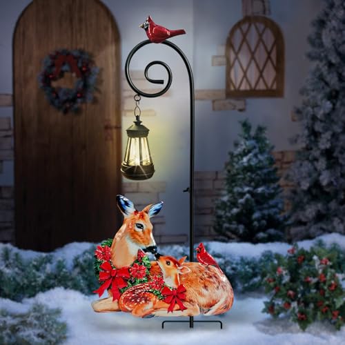 Solar Christmas Decorations Outdoor,Metal Deer Solar Lights Garden Stakes | Christmas Deer Statues Yard Decor,Solar Lantern Outdoor Waterproof for lawn,Pathway,Patio,Porch - color: Deer