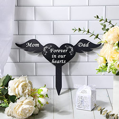 Wesiti Memorial Stakes Cemetery Grave Plaque Stake Markers Memorial Garden Wing Sign Remembrance Plaque Waterproof Sympathy Grave for Loss of Cemetery Decoration(Parents) - style: Parents