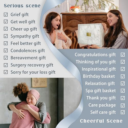 AHAGIFTREE Get Well Soon Gift Baskets For Women,12PC Get Well Gifts for Women After Surgery,Birthday Gifts,Care Package,Grief,Sympathy,Condolences Gift Basket for Friend (navy blue) - color: Blue