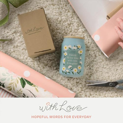 With Love Soy Wax Scented Candle: Friends Fill Our Lives w/Love & Laughter | Scented Candle, Home Decor, Gifts for Friends, Pure Essential Oils, Up to 60 Hours Burn Time, Glass Jar w/ Bamboo Lid - style: Friends Fill Our Lives
