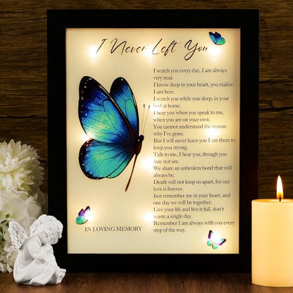 Memorial Gifts LED Shadow Box Sympathy Condolences Grief Butterfly Wings | Bereavement Gifts Ideas for Loss of Mother Mom Father Dad in Memory of Loved One Rememberance Funeral - size: Butterfly Wings