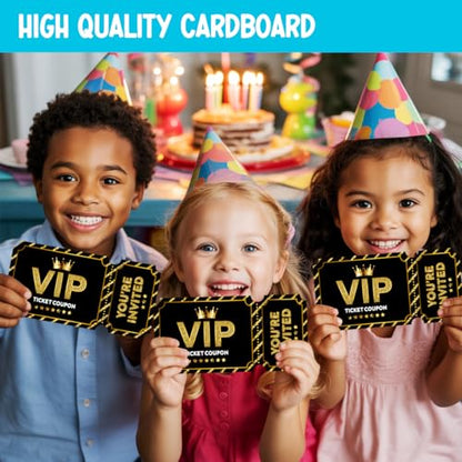 Black Golden Vip Birthday Party Invitations, Movie VIP Invitations Card for Boys Girls (30 Cards & 30 Envelopes) - color: Golden