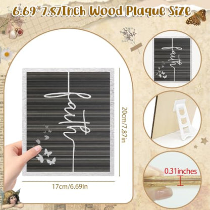 ARTINAEL Christian Gifts for Women Faith, Wood Jesus Art Decor Signs & Plaques for Entryway Table Desk Shelf Tiered Tray, Inspirational Butterfly Design Motivational Gift for Home Office Farmhouse - style: Faith