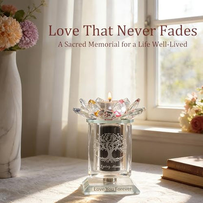 Small Urns for Human,Cremation Keepsake Photo Urn Unique Rotatable Crystal Mini Urns for Ashes Keepsake Decorative Engraving Tree of Life Pattern Urn Remember Your Love One Lost