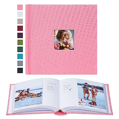 Mublalbum Small 4x6 Photo Album, 100 Pockets, Linen Cover,Pink | Linen Cover with Memo Areas, Front Window, Pictures Book with Horizontal Pockets for Wedding, Family, Baby, Vacation - color: Pink, size: 100 Vertical Pockets
