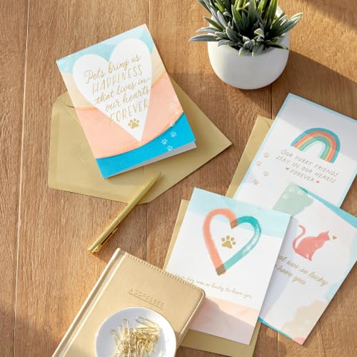 Hallmark Pet Sympathy Cards, Assorted 16-Pack (Hearts and Rainbows)