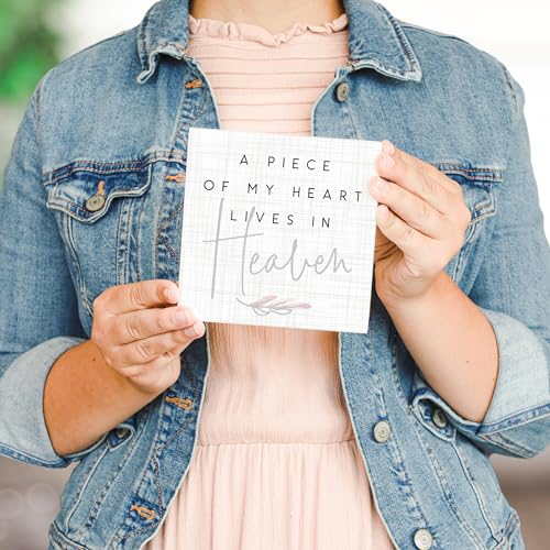 Small Talk Squares Sympathy Decor, A Piece of my Heart Lives in Heaven Sign, 5.25 x 5.25 inches, Made in USA, STS1633 - color: Piece Of My Heart