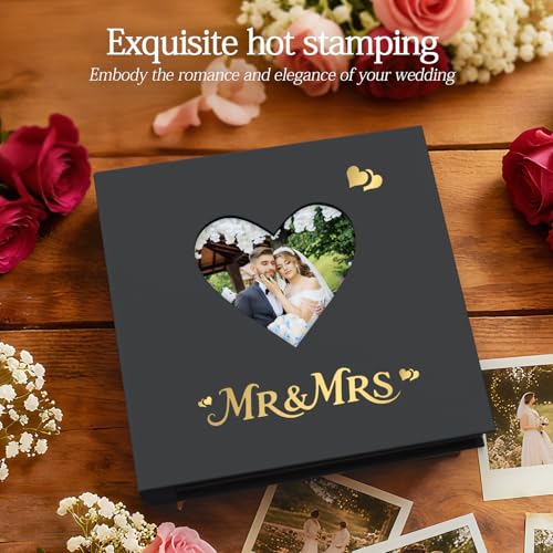 Wedding Photo Album 4x6 400 Pockets, Beige Linen Memory Book Gift - color: Black