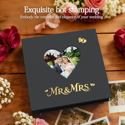 Wedding Photo Album 4x6 400 Pockets, Beige Linen Memory Book Gift - color: Black