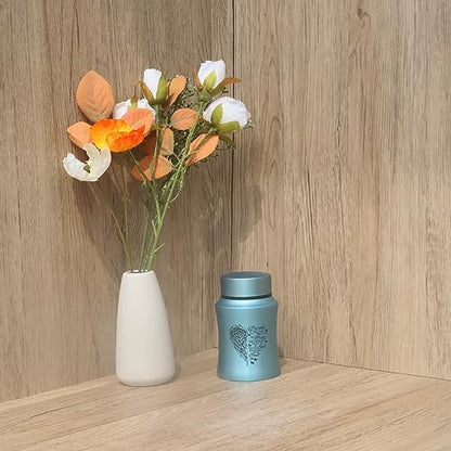 4.5 Inches Small Urn for Human Ashes Stainless Steel Mini Cremation Urn Small Keepsake Urn Heart Wing Pattern Memorial Ashes Container-Blue - size: Wing-Blue