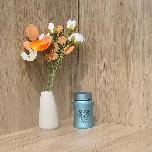 4.5 Inches Small Urn for Human Ashes Stainless Steel Mini Cremation Urn Small Keepsake Urn Heart Wing Pattern Memorial Ashes Container-Blue - size: Wing-Blue