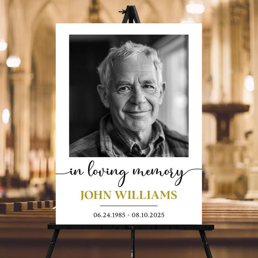 Custom In Loving Memory Sign, Elegant Funeral Welcome Sign, Memorial Signs, Funeral Decorations, Celebration of Life Sign With Photo, Celebration Of Life Decoration - color: Style #7