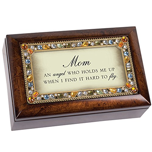 Cottage Garden Mom an Angel Holds Me Up Amber Earth Tone Jewelry Music Box Plays Wind Beneath My Wings