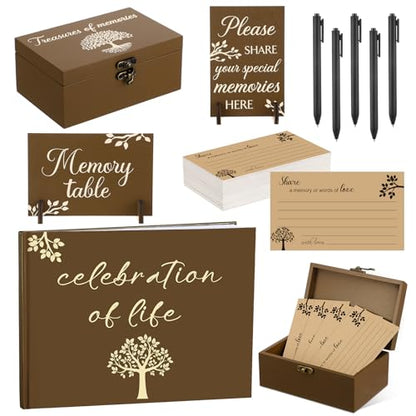 Celebration of Life Guest Book Funeral Memory Cards, Tree - style: Tree
