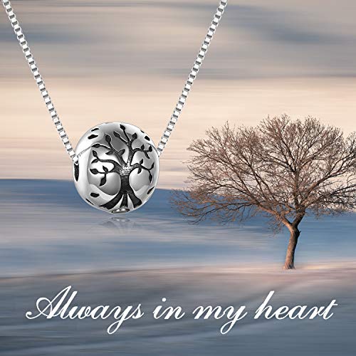 Sterling Silver Tree of Life Urn Necklace for Ashes Owl Necklace Pendant Charm for Women Memorial Gifts Keepsake Always in My Heart Memory Necklace Jewelry - style: Round Family Tree Pendant