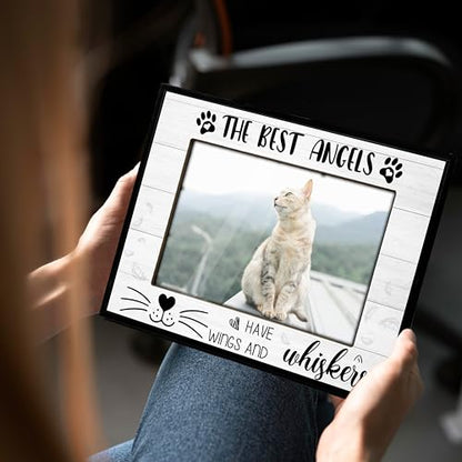 Pet Memorial Gifts, Loss of Cat Sympathy Gift Wooden Photo Frame, Cat Memorial Gifts for Loss of Cat, 4x6 Picture Frame for Tabletop Display Photo Insert - L01 - style: loss of cat 2