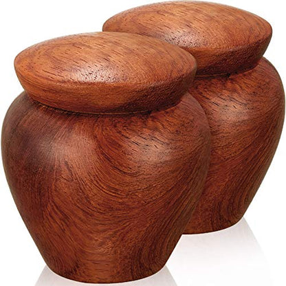Jetec 2 Pcs Mini Urns for Human Ashes Wood Small Keepsake Cremation Urn Grain for Human or Pet Ashes Funeral Small Memorial Token Urn with Satin Bag & Funnel
