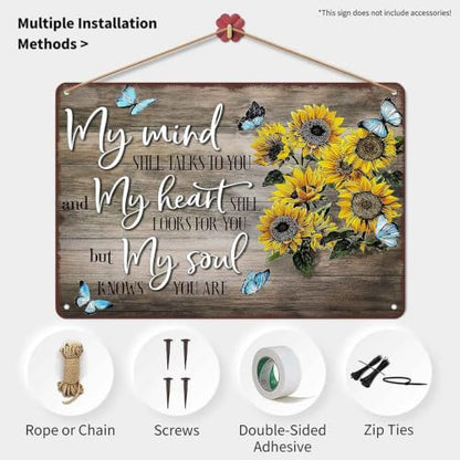 Memorial Sympathy Quote for Lost Loved One Aluminum Metal Sign 8 x 12 Inch | Motivational Wall Decor for Home, Living Room, Entryway, Bedroom, Grieving People and Farmhouse Decor Fan Gift