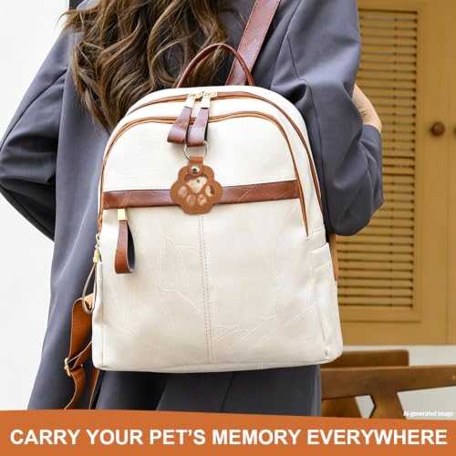 Pet Hair Keepsake Keychain 3 Pack, Dog Fur Keepsake Paw Shaped Leather Holder, Clear Memorial Keyring for Cat & Dog Hair, Pet Loss Gift