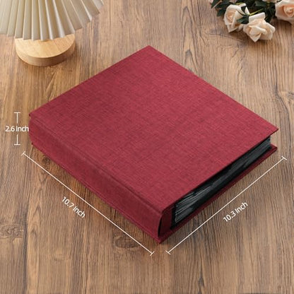 potricher Small 8x10 Photo Album, 160 Pockets, Linen Cover, Red - color: Red