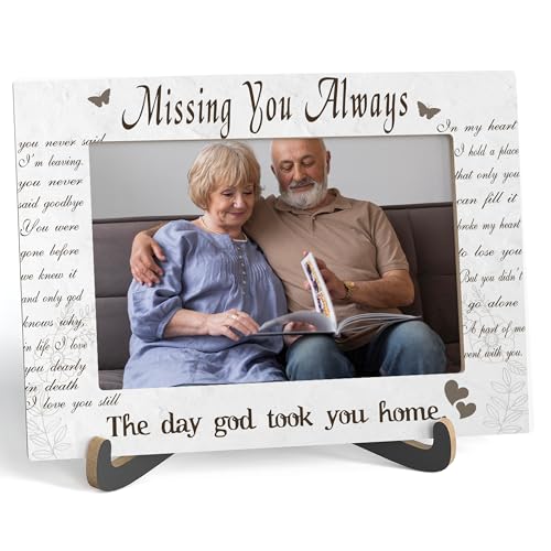 Memorial Photo Frame - Missing You Always - Wooden Tabletop Picture Frame With Stand, Sympathy Gifts For Loss Of Loved One, Bereavement Remembrance Gifts For Women -B39 - style: Missing You Always