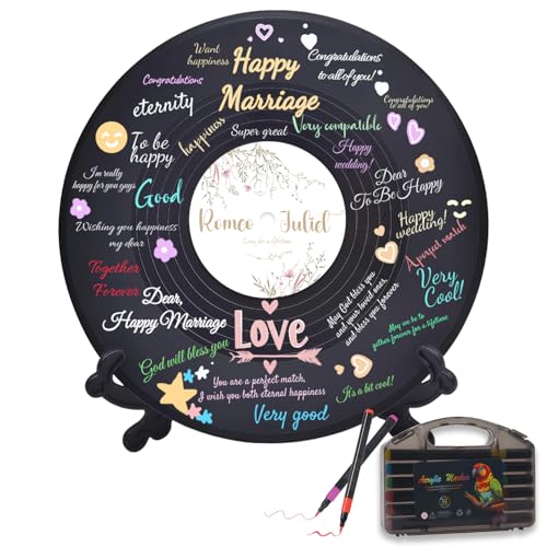 LRITER 1PCS Customize Wedding Guest Book, Personalized Creative | Guest Book Signs for Wedding, Size 11.6in, Unique Vinyl Record Decorations for Special Day, Reception, Custom Guest Book A - color: Custom Wedding Guest Book a