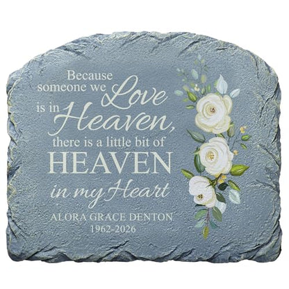 Let's Make Memories Personalized Memorial Garden Stone - Sympathy - Loss of Loved One - Grave Marker - Condolences - Indoor/Outdoor - Durable Resin - for Loved Ones in Heaven - style: Heaven Sent
