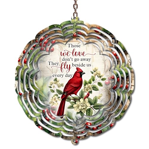 Cardinal Wind Spinner, Memorial Hanging Decor, 'Those We Love' 10-inch, Sympathy Gift