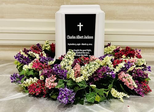 Castlegard Cremation Niche Marker | Engraved Nameplate | Durable Mausoleum & Columbarium Memorial Urn | Fits Standard Crematory Container | Made in USA (White with Nameplate)