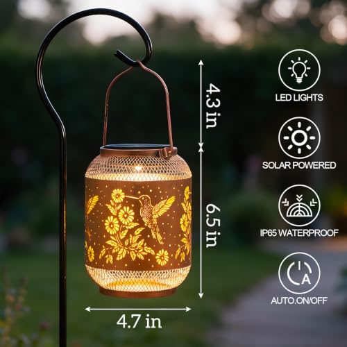 Hummingbird Solar Lantern Outdoor Hanging Solar Garden Light Gift for Women - color: 02-Hummingbird