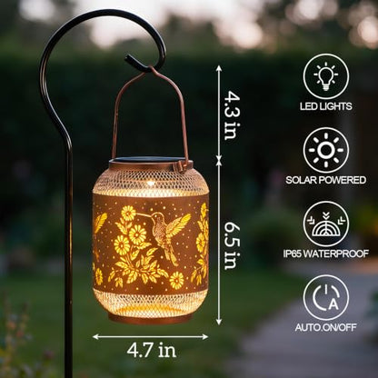 Hummingbird Solar Lantern Outdoor Hanging Solar Garden Light Gift for Women - color: 02-Hummingbird