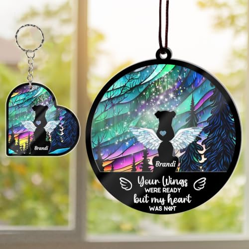 Custom Dog Memorial Suncatcher, Pet Loss Suncatcher, Personalized with Name Date Dog Breeds Sun Catcher, Stained Glass Light Catcher, Gifts for Dog Lovers, Dog Memorial Loss of Pet Sympathy Gift - color: #6 Dog Suncatcher