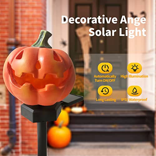 QH & Garden Pumpkin Solar Light -Garden Solar Powered Outdoor Decor | Balcony, Yard, Lawn, Pathway, Solar Powered, Halloween Decorations，LED Waterproof Pumpkin Light - style: Pumpkin