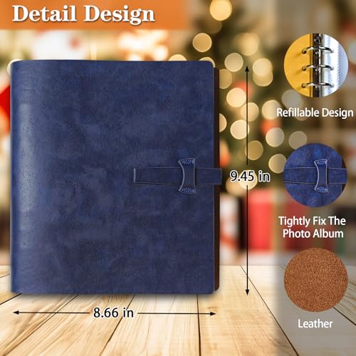 Genuine Leather 4x6 Photo Album, with Writing Space - color: Dark Blue
