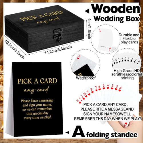 AceOrbit 57 Pack Birthday Guest Book Playing Card Set with Black Wooden Box | Signing Guestbook Alternative Personalized Blank Deck of Cards for Guest Reception Birthdays Celebration Party Games Favors - color: Black, style: Birthday