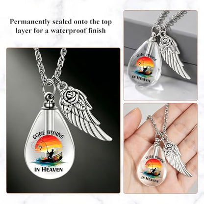 Teardrop Urn Necklace for Ashes, Resin Memorial Pendant with Keepsake | Teardrop Shape, Clear Resin Design, Nature Inspired Artwork, Screw Closure, Holds Ashes, Filling Kit & Box Included - color: Rainbow Tree