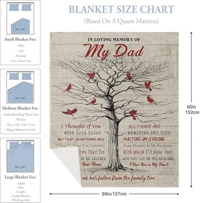 Memorial Gifts for Loss of Dad, Bereavement Gifts Blanket 60"x50", Loss of Father Sympathy Gift, Bereavement Gifts for Loss of Father, in Memory of Dad, Condolences Gift, Remembrance Gift