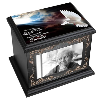 ADMLC Cremation Urns for Human Ashes Adult Up to 200 IBS with Photo Frame | 100% Wooden Handcrafted Memorial Keepsake Urn for Ashes,Funeral Burial Caskets Urn Suitable for Male Female Men Women Dad Mom