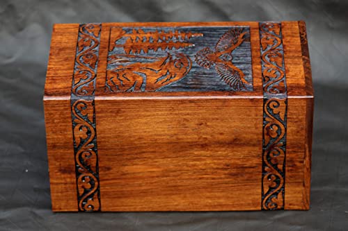 Wooden Urn for Human Ashes Adult Male/Women - Rosewood Funeral Cremation Urn for Ashes - Eagle Wooden Urns Hand-Crafted (L (11X6) 250 Cu/Inch) - color: L (11x6) 250 Cu/Inch