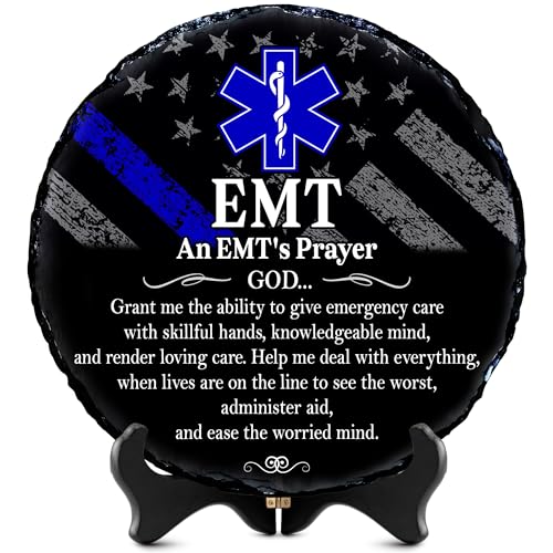 EMT Prayer Natural Slate Plaque – Inspirational Gift for Emergency Medical Technician, Faith Decor for EMS Professional, Meaningful Graduation or Christmas Keepsake - color: EMT