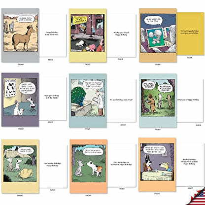NobleWorks 36 Assorted Funny Birthday Cards in Bulk Box Set with Envelopes Dave Coverly Cartoon Humor Cake Time for Men and Women AC9375BDG-B1x36 - style: Dave Coverly's Cake Time